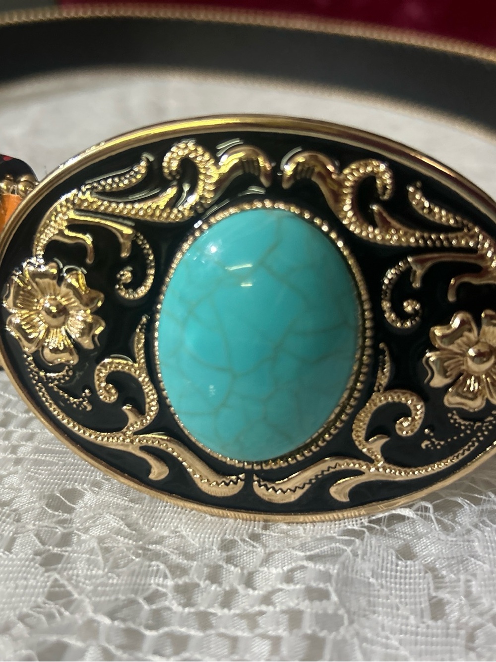 SHEIN Turquoise Centerpiece Floral Filigree Belt - Picture 2 of 4
